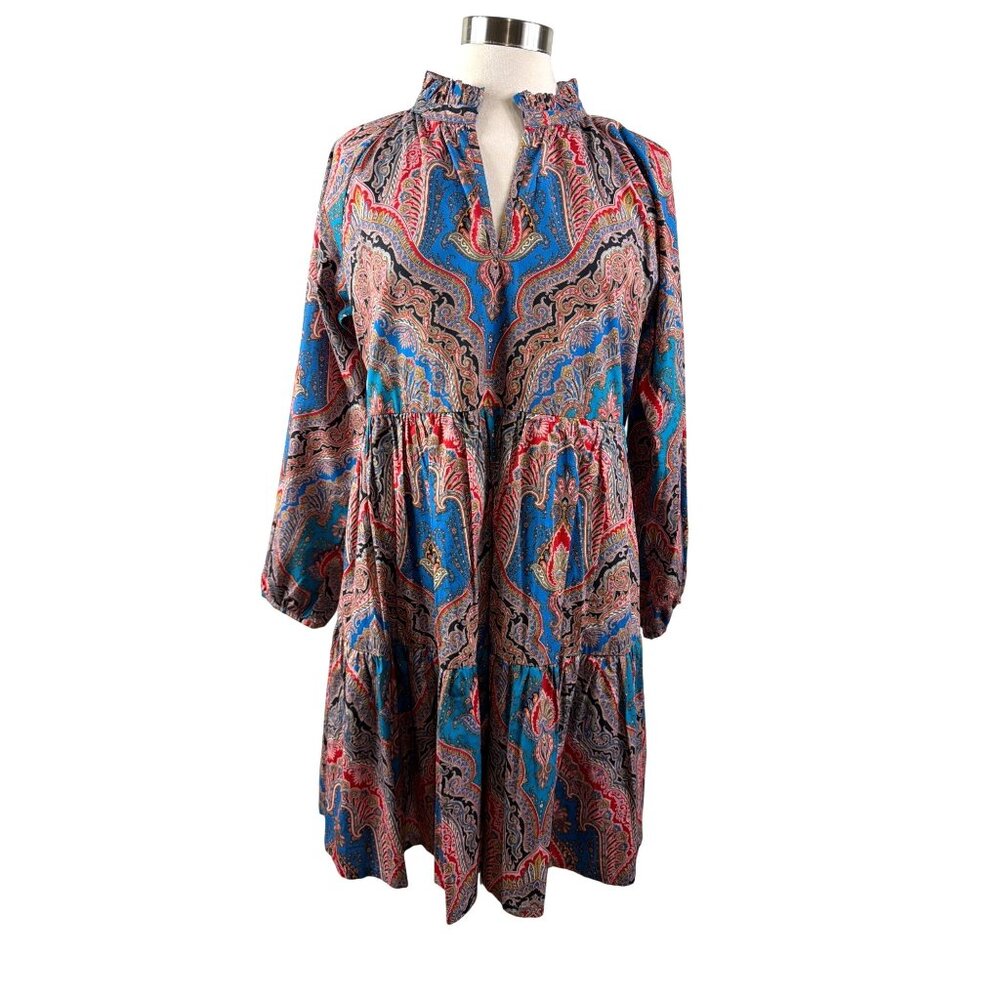 J.Crew Rebecca Ratti Mediterranean Paisley Poplin Dress Size L - Picture 3 of 16